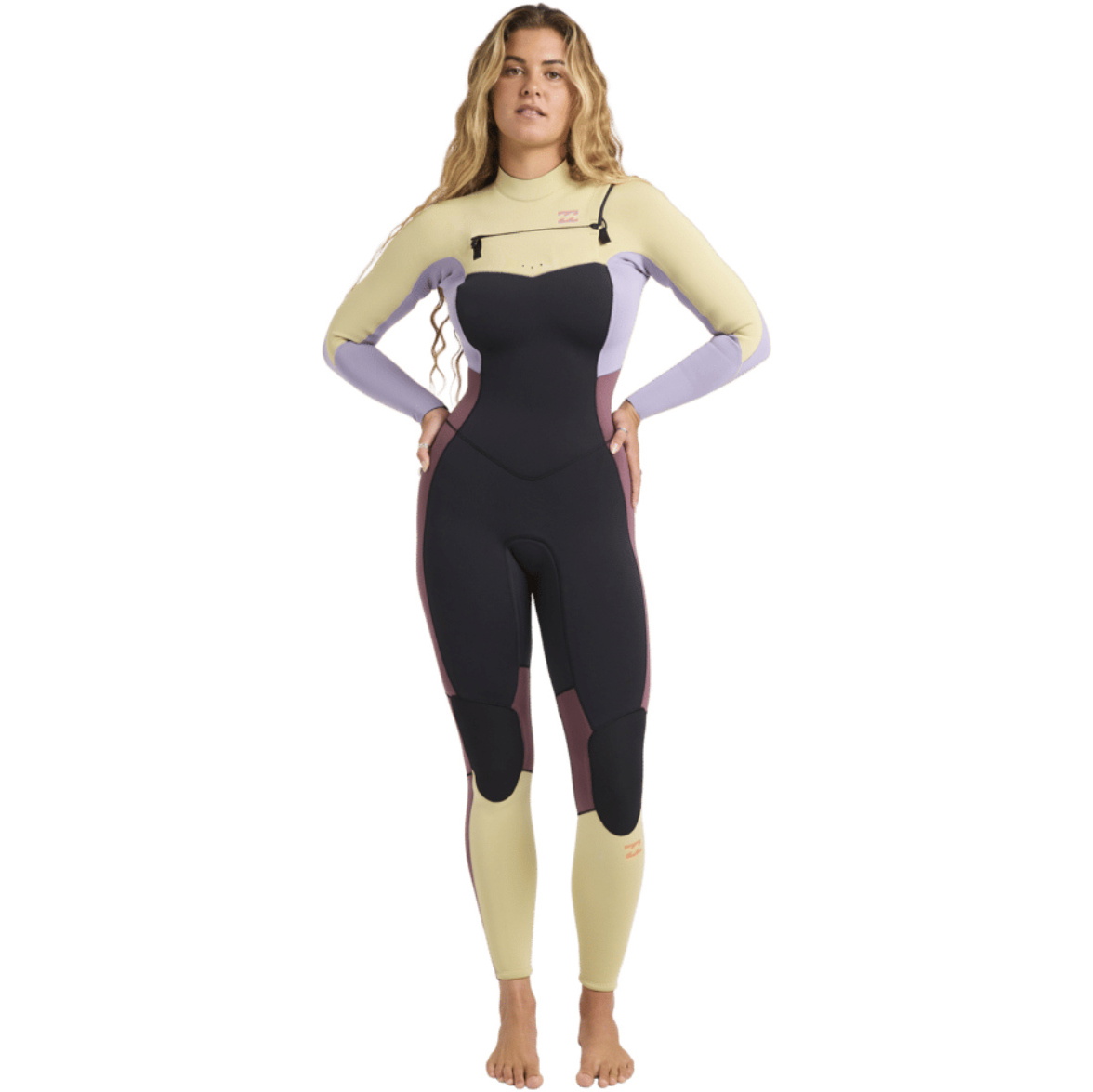 2026 Billabong Womens Synergy Natural 4/3mm Chest Zip Wetsuit 24BW193515 - Grey Violet
